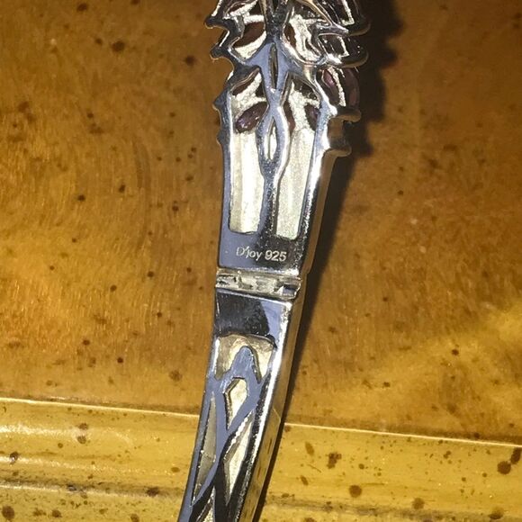 Natural African Amethyst Sterling Silver Bangle Bracelet - Picture 6 of 11